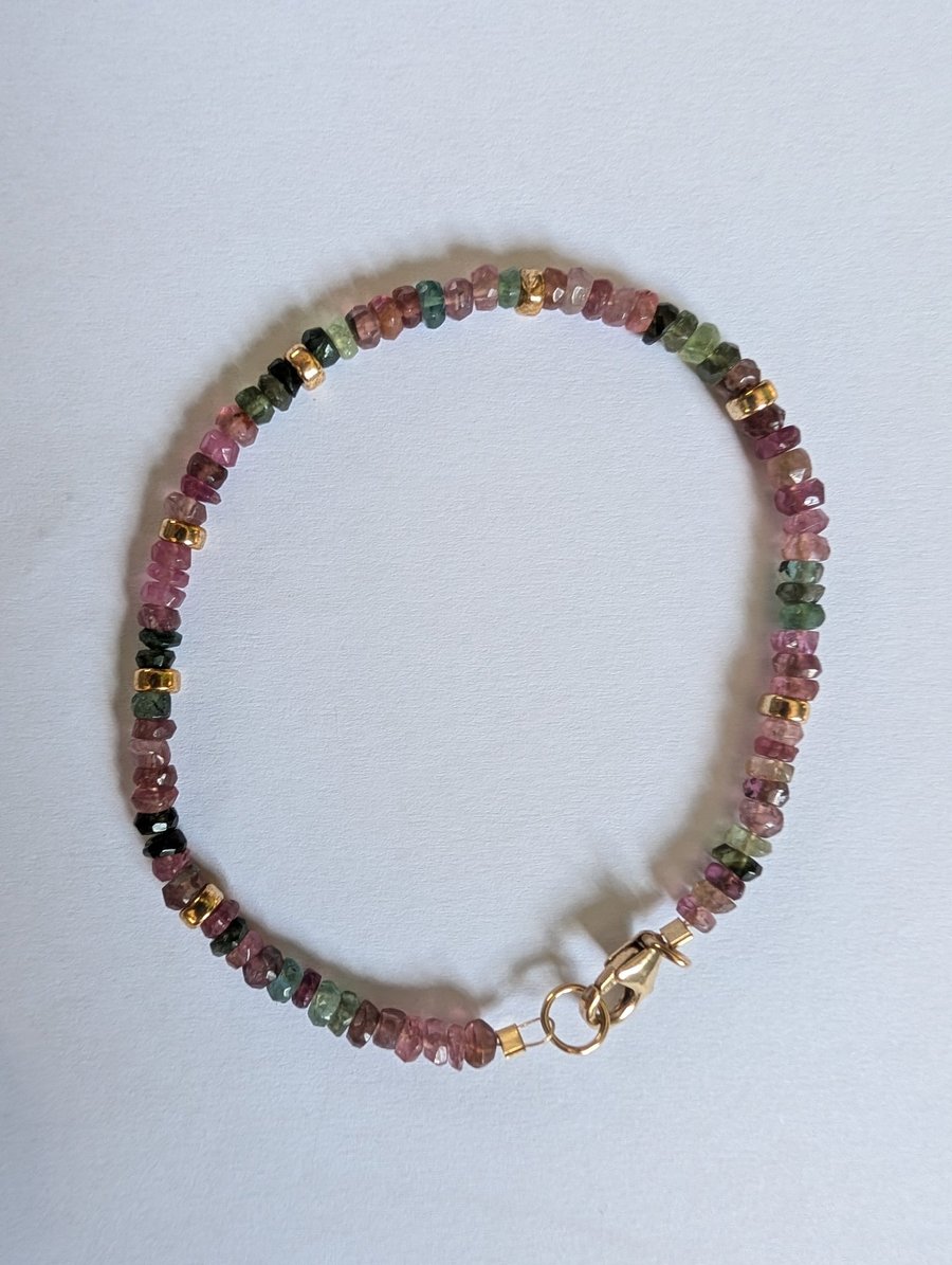Gold Filled Tourmaline Beaded Bracelet
