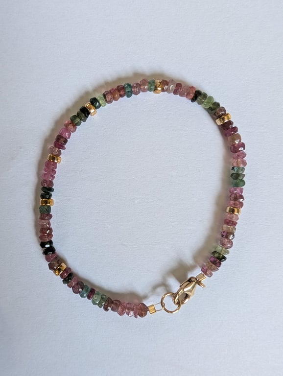 Tourmaline Gold Filled Beaded Bracelet
