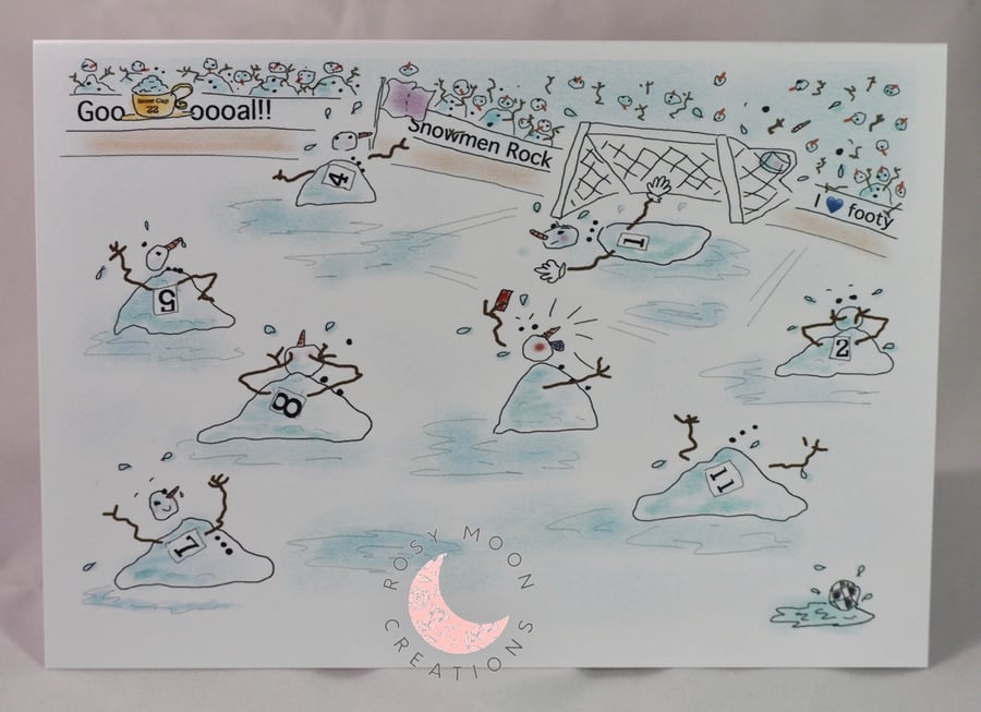 The Naughty Snowmen Play Football, Blank Card