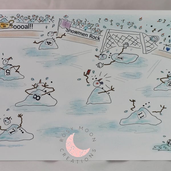 The Naughty Snowmen Play Football, Blank Card