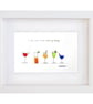 Rainbow Cocktails Mixed Drinks Sea Glass Picture - Wall Art - Decor - Kitchen