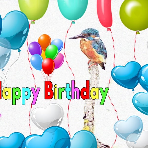 A5 Kingfisher Birthday Card 