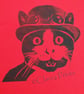 Steampunk Cat Tote Bag Animal Linocut Hand Printed Red Shopping Bag - Image 4