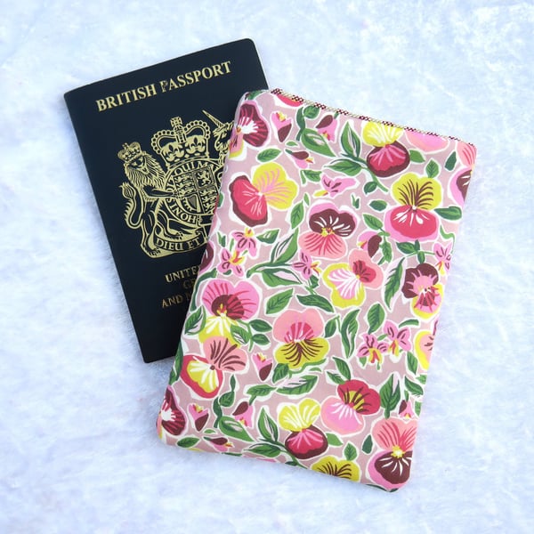 Passport Cover made from Liberty Tana Lawn, pansy