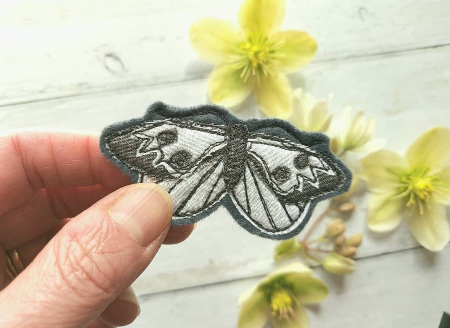 Handmade 'Large White' Butterfly Brooch