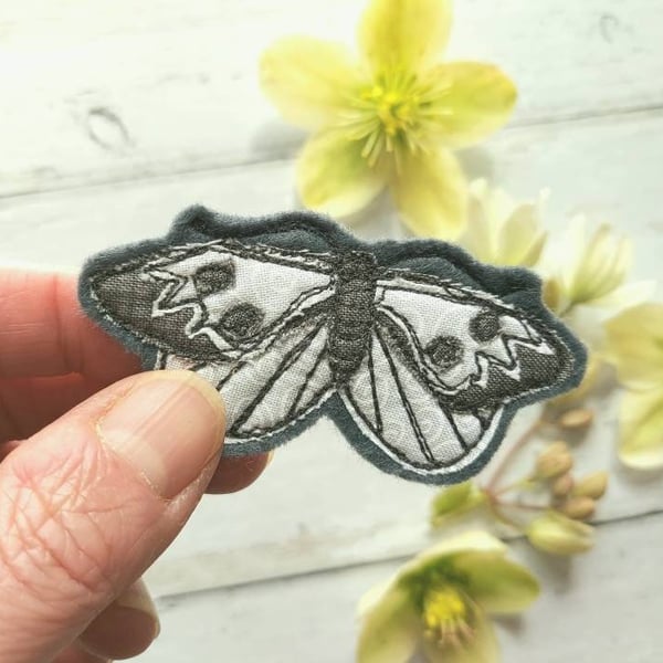 Handmade 'Large White' Butterfly Brooch