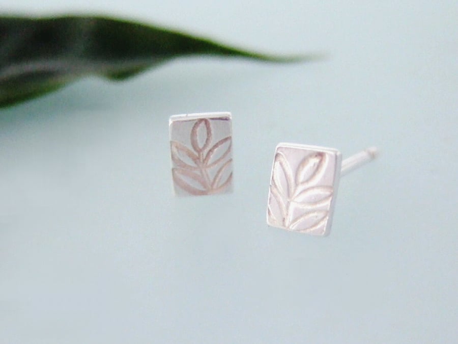 Recycled Handmade Sterling Silver Leaf Design Earrings