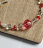 Modern Ruby Drift - Red and Opaline Geometric Glass Necklace - Image 7