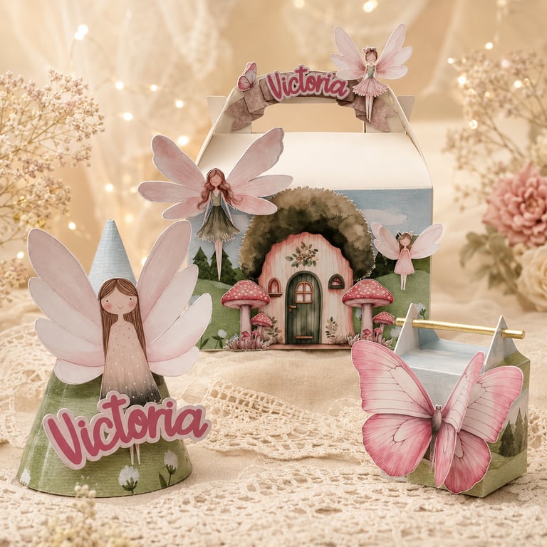 Personalised Woodland Fairy Party Boxes – Pack of 6 Handmade Birthday Favours