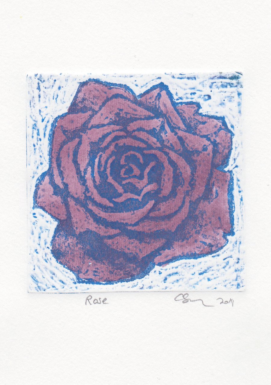 Purple Rose One-Off Collagraph Print 