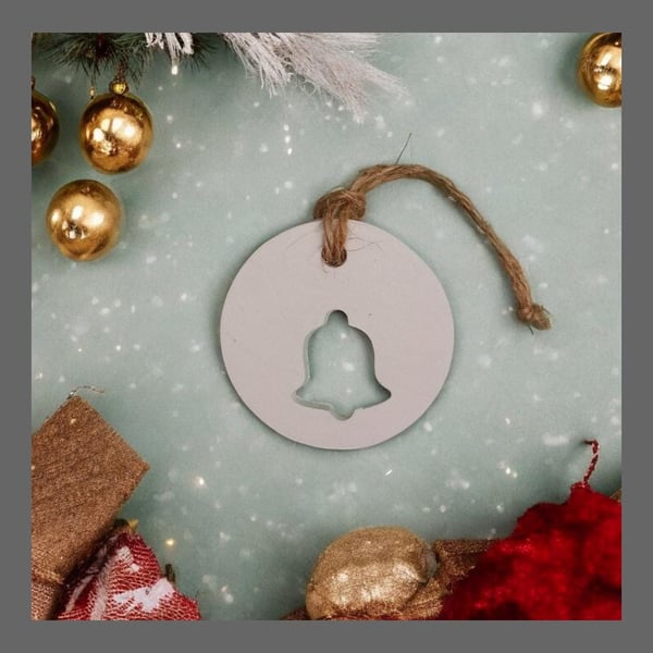 Bell Cut Out, Peekaboo, White Hanging Christmas Tree Decoration