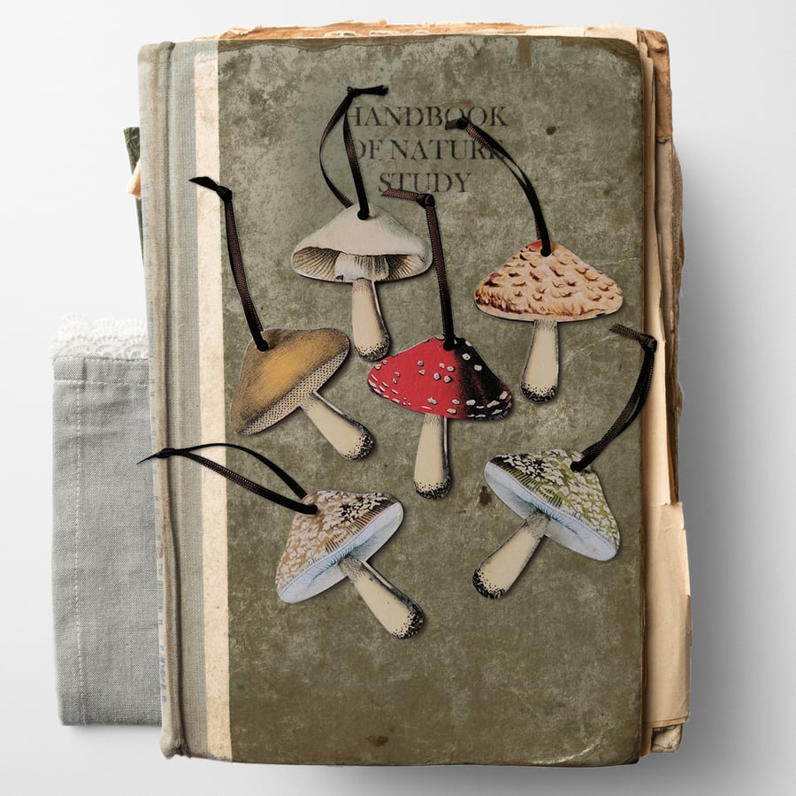 Mushroom Hanging Decorations Set of 6