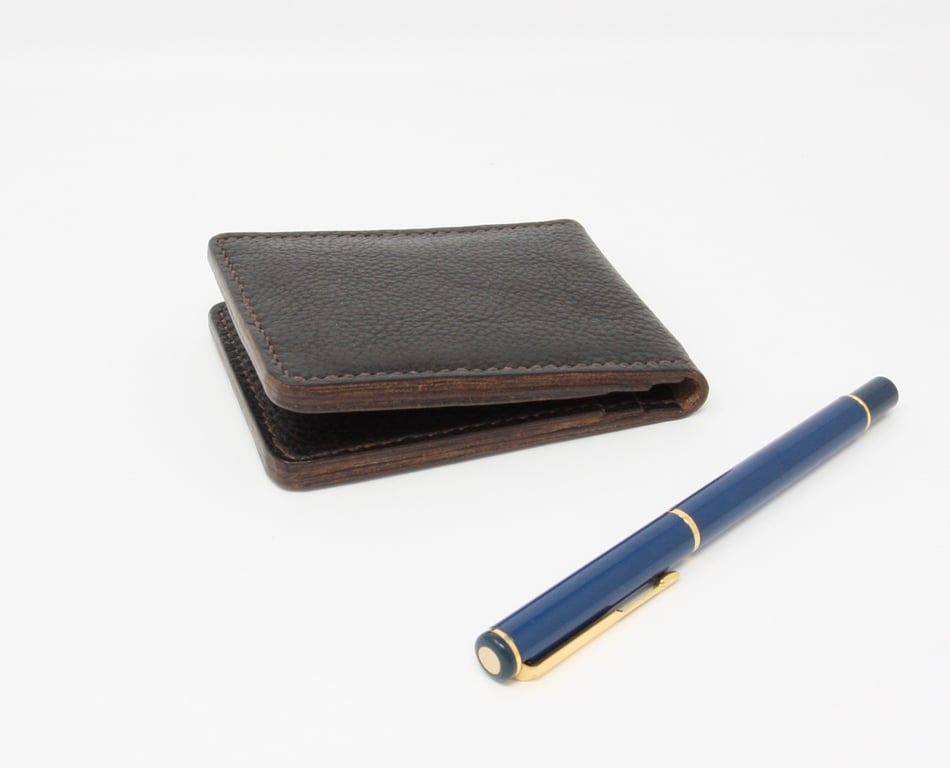 Brown leather bifold card holder