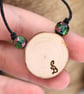 Miniature tree of life pyrography pendant. Rustic branch slice necklace.  - Image 3