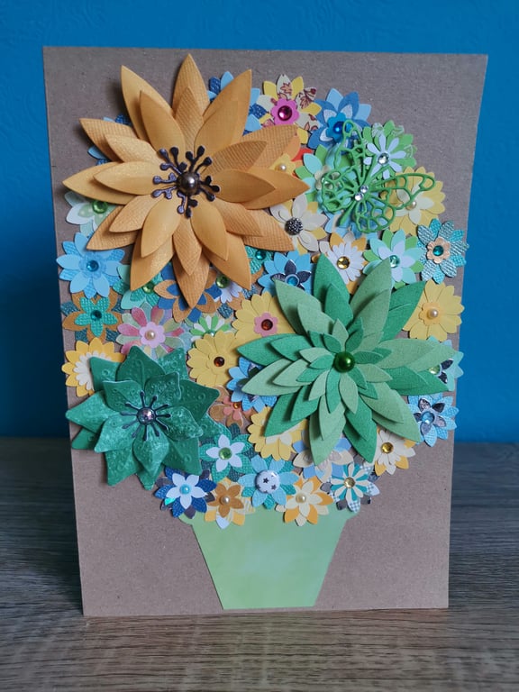 Floral special  luxury greeting card - Handmade floral greeting card - boxed -