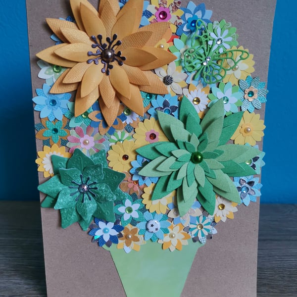 Floral special  luxury greeting card - Handmade floral greeting card - boxed -