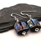 lampwork glass earrings, black and silver wrapped - Image 3