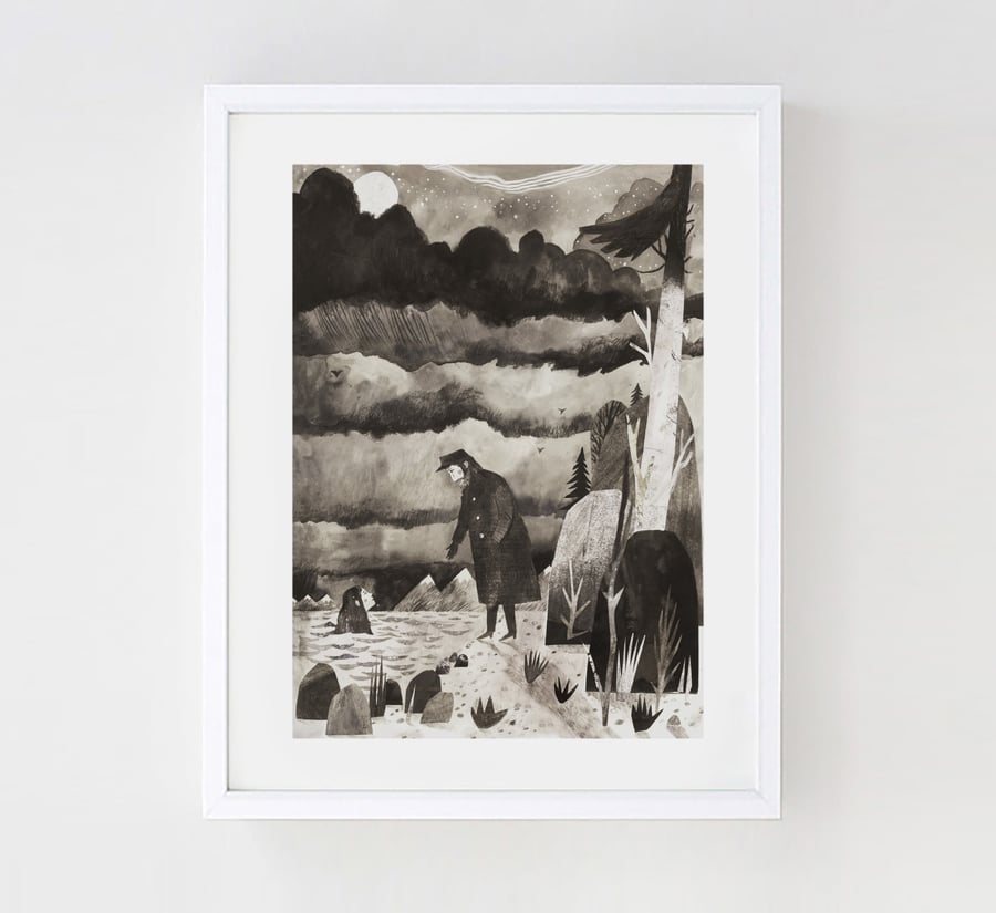 Illustration art print The Droll of the Mermaid A3 Print (11.69 in x 16.54 in)