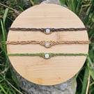 Boho Macrame Choker with Moonstone & Gold Beads – 3 Colours