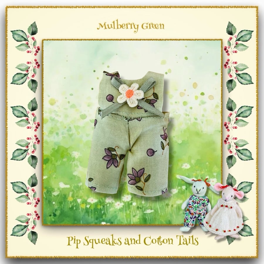 Sage Green and Purple Dungarees to fit the Pip Squeaks and Cotton Tails 
