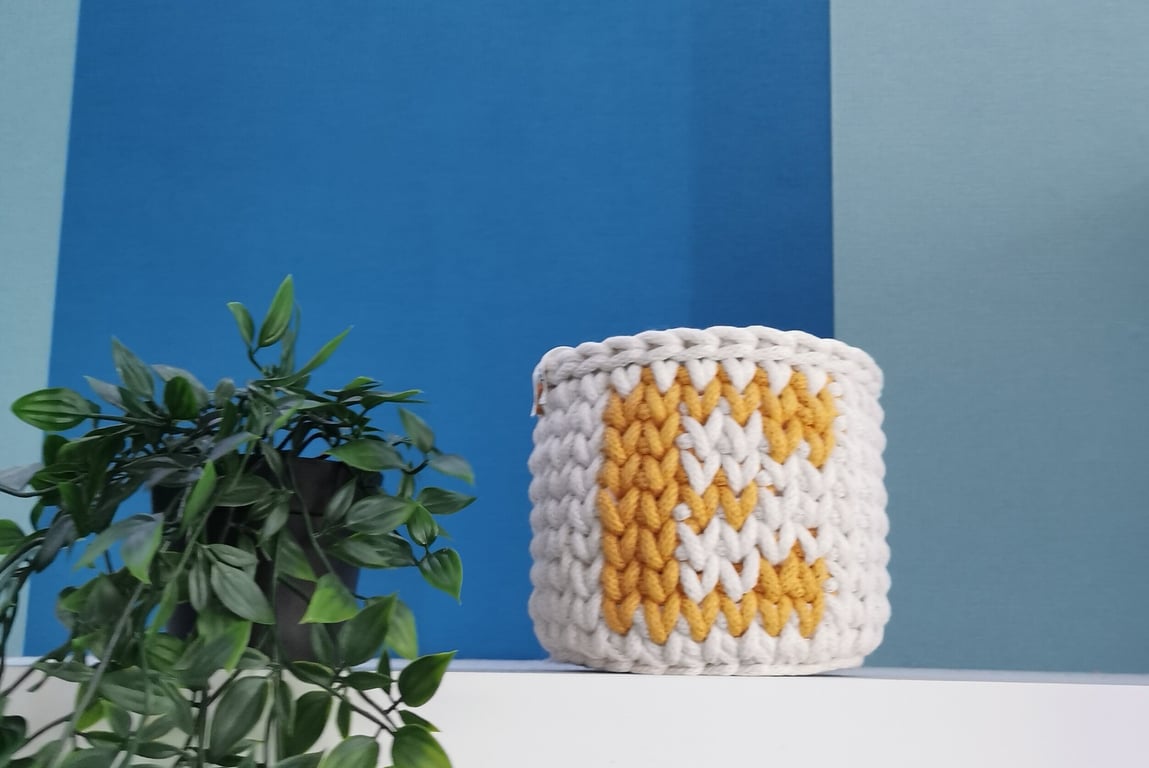 Personalized Crochet Basket: Handmade Storage Basket with Letter