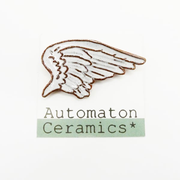 Angel wing ceramic brooch