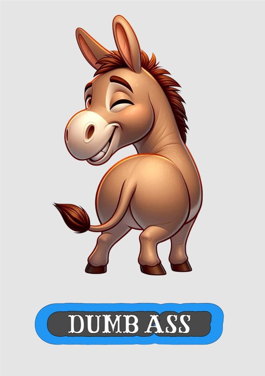 Playful Donkey Character Print – Humorous Home Decor with Elegant Script