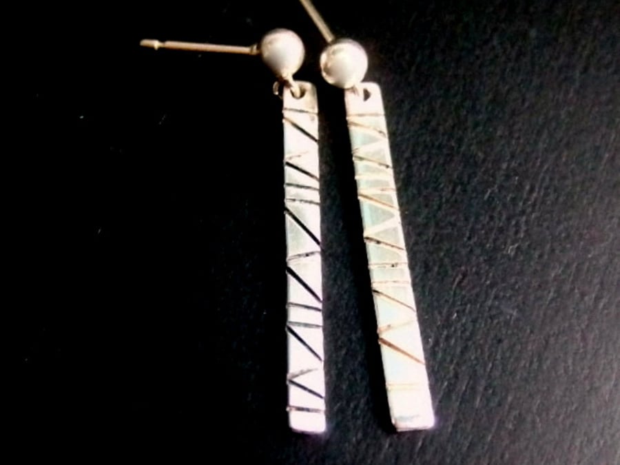 Sterling silver drop oxidised earrings
