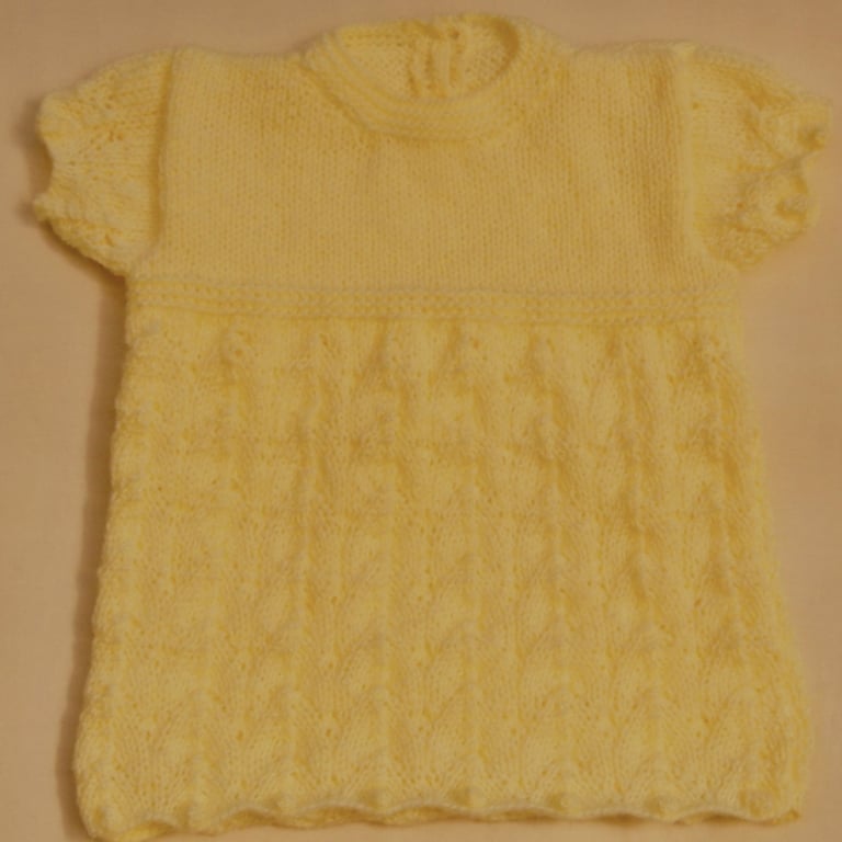 Hand Knitted Dress With a Patterned Skirt For A Baby Girl, Baby Shower Gift