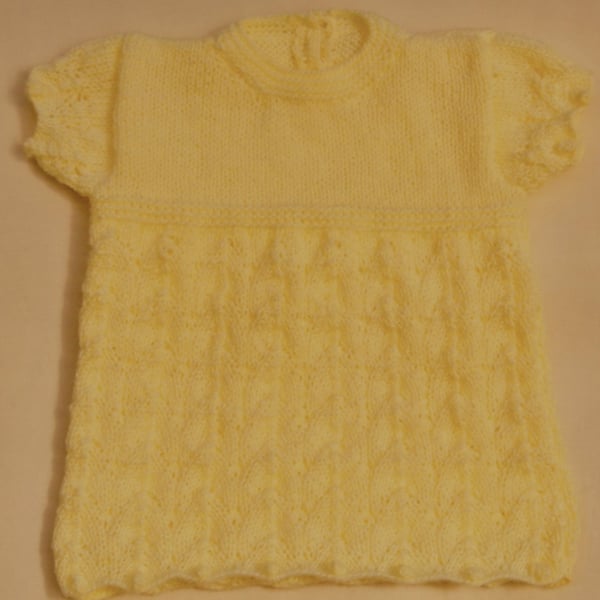 Hand Knitted Dress With a Patterned Skirt For A Baby Girl, Baby Shower Gift