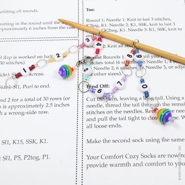 Row Counter Chain - Rainbow Jewel 1-0 numbers