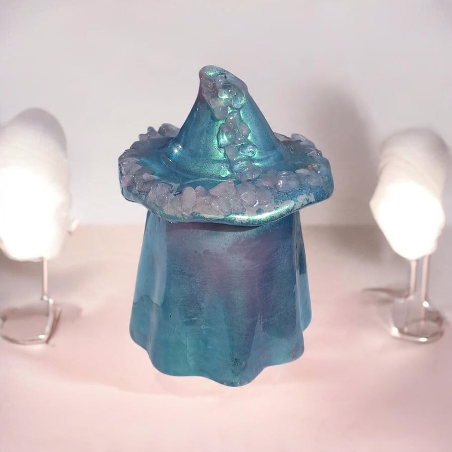 Witchy ghost trinket pot (rose quartz)