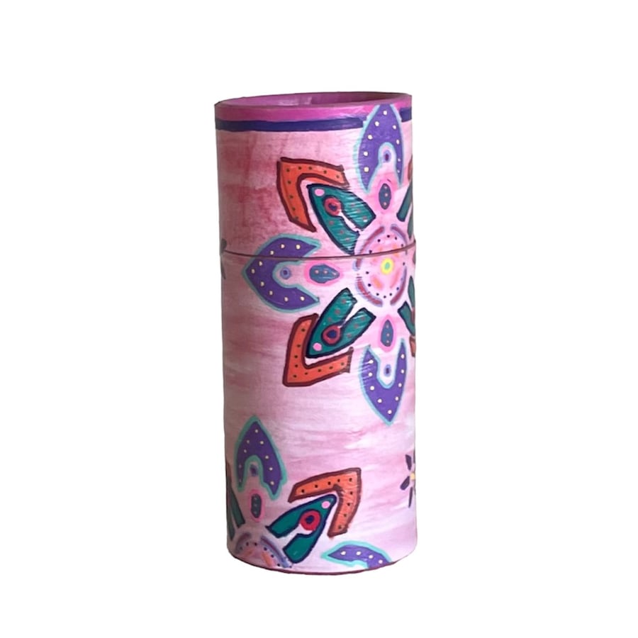Storage pot - hand painted multi use canister pot with lid