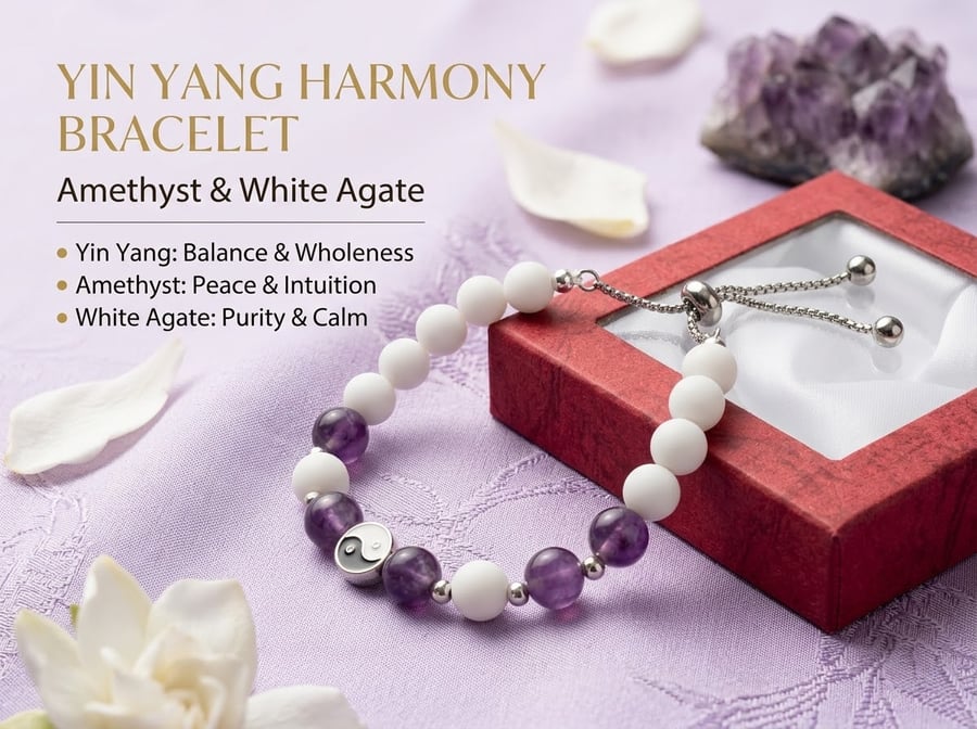 Yin Yang Harmony Bracelet: Where Deep Twilight Meets Morning Mist
