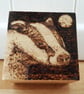 Badger pyrography small wooden box - Image 1