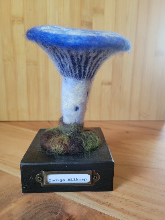 Indigo milk cap mushroom sculpture