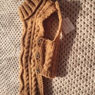 Tan. Cable knitted  dog coat