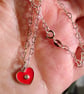 Real Diamond Red Enamel Heart Sterling Silver Necklace 18 Inch - Image 4