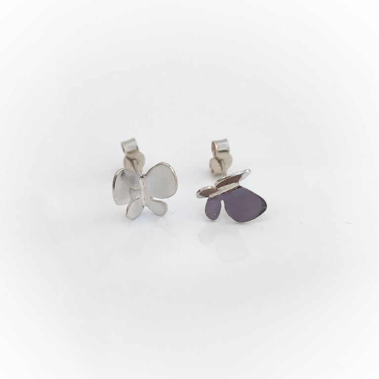 Butterfly silver stud earrings