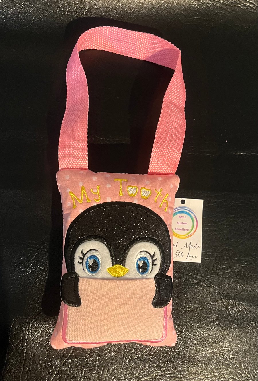 Embroidered Penguin Tooth fairy Pillow, 