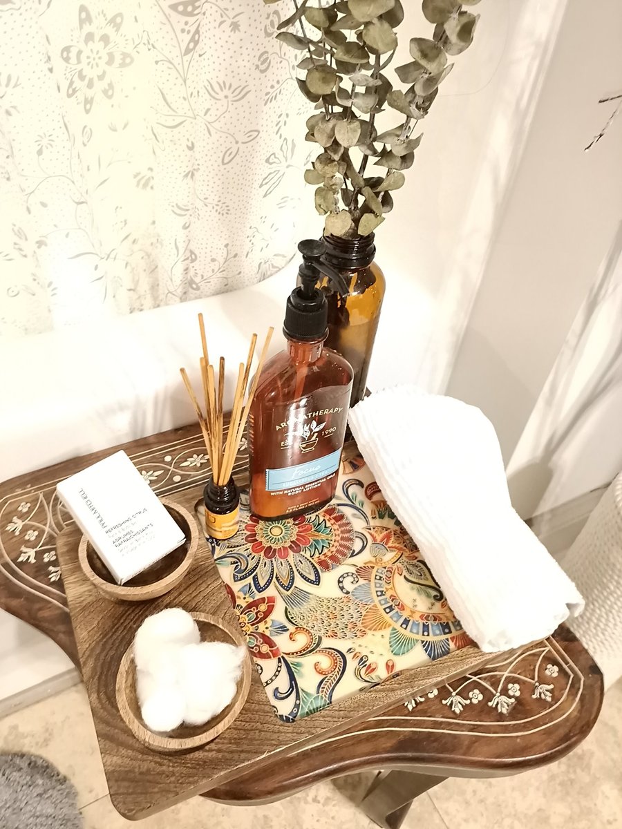 Mango Wood Snack Tray with Bowls – Colorful Vanity Organizer