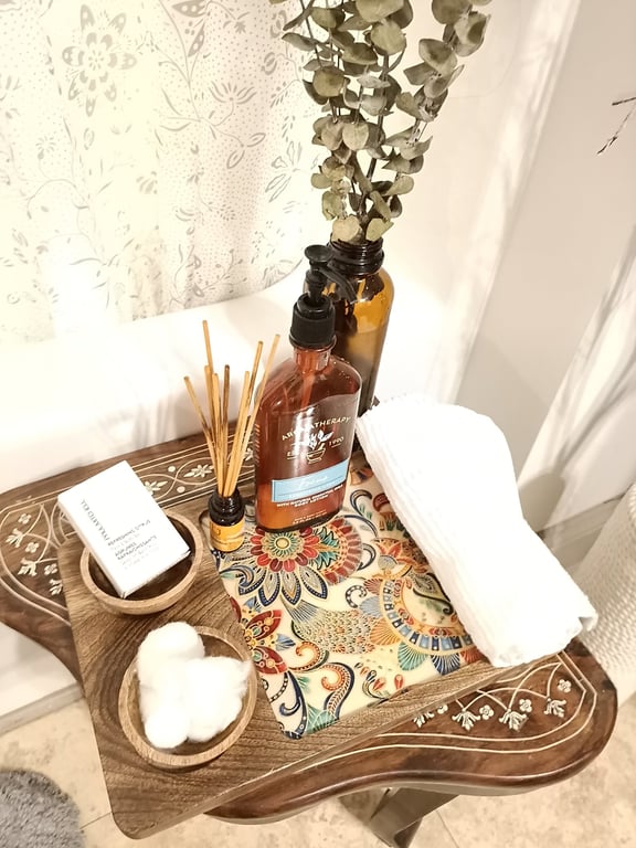 Mango Wood Snack Tray with Bowls – Colorful Vanity Organizer