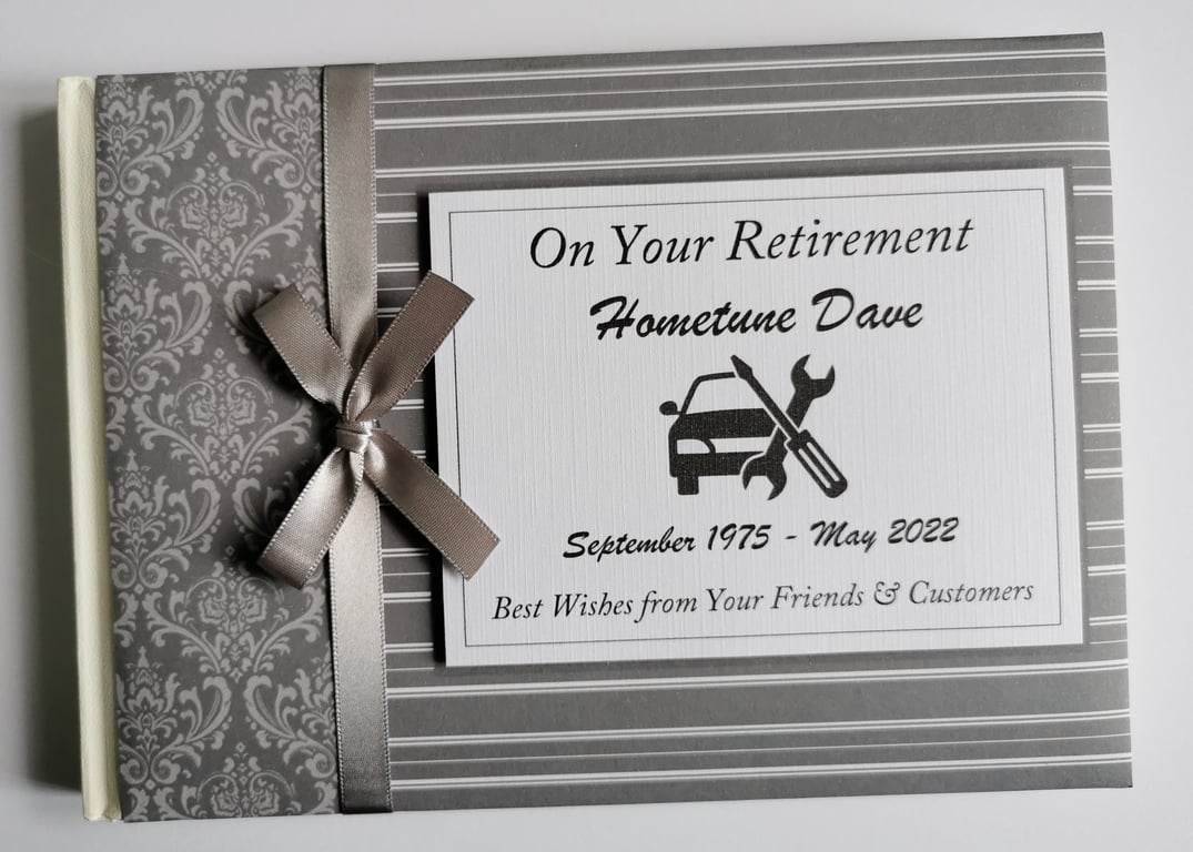 Car mechanic retirement guest book, retirement gift, retirement party book