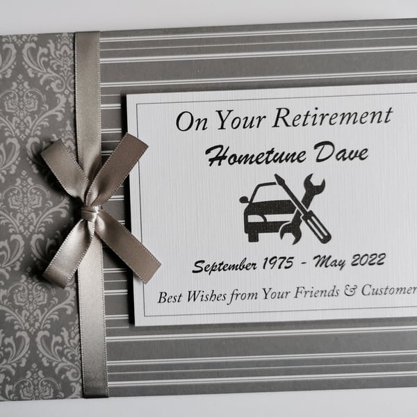 Car mechanic retirement guest book, retirement gift, retirement party book