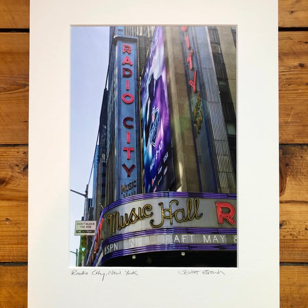 ‘Radio City’ New York signed mounted print FREE DELIVERY