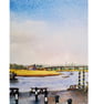 Topsham Quay Exeter Devon Watercolour and Ink Painting Mounted - Image 3