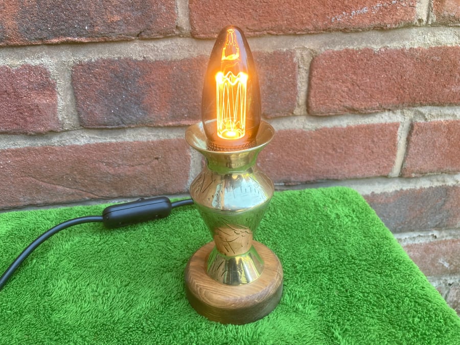 Small Brass Decorative Table Lamp, Upcycled Vintage Vase