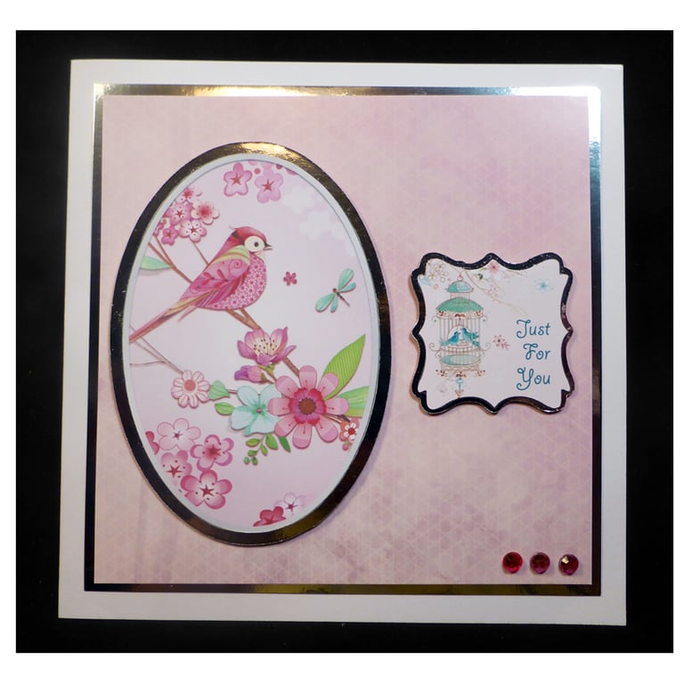 Pink Bird on Floral Branch (JFY 485)