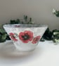 Decoupage Glass Bowl, Poppy, Upcycled - Image 1