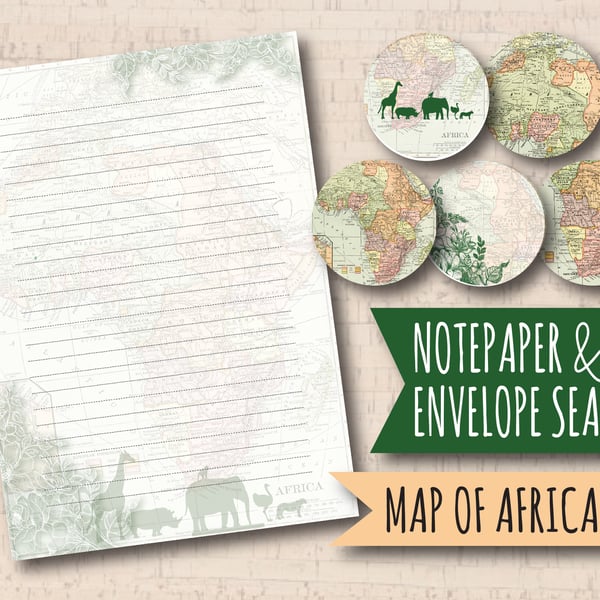 Letter Writing Paper Map of Africa